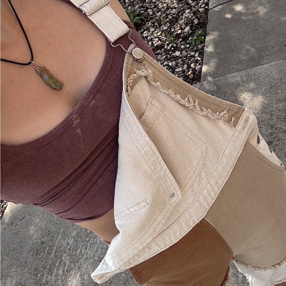 Two-Tone Patchwork Overalls - image 4